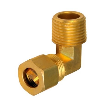 EVERFLOW 3/8" O.D. COMP x 3/8" MIP 90° Elbow Pipe Fitting; Lead Free Brass C69-38-NL